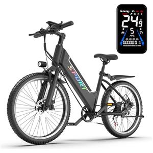 DEEPOWER 26 Bicicletta Elettrica, Bici Elettrica con Batteria Rimovibile 48V 10Ah, Autonomia 45 km, Sospensione Anteriore, E bike per Adulti