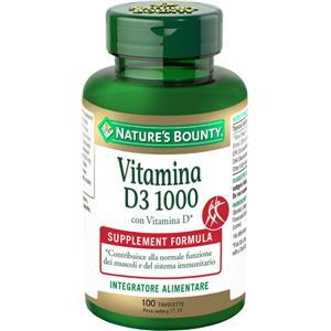 SOLGAR ITALIA Vitamina D3 1000 IU - Integratore alimentare in 100 tavolette per salute ossea e immunitaria