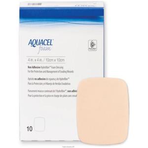CONVATEC Aquacel Ag Foam Adesiva 10x10 cm - Medicazione Sterile Assorbente in Schiuma di Poliuretano (10 Pezzi)
