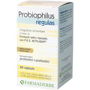 Farmaderbe Probiophilus Regulas - Integratore Alimentare con Bacillus coagulans e FOS per l'equilibrio della flora intestinale - 60 Capsule