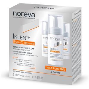 NOREVA IKLEN Pure C Reverse Siero Anti-Età con 10% di Vitamina C e Acido Ialuronico - 3 x 8 ml