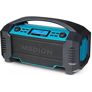 MEDION Radio da cantiere LIFE E66050, Radio DAB+ e Bluetooth per esterni e interni, Portatile e Ricaricabile, Resistente all'Acqua e IP54