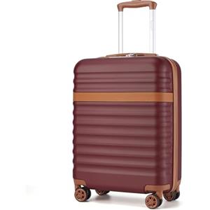 KONO Valigia Bagaglio a Mano Trolley Piccola Valige Rigida ABS+PC Hardshell Leggero Viaggio Cabina con 4 Ruote e TSA Lucchetto, Bordeaux/Marrone