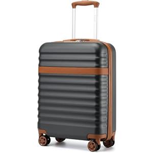 KONO Valigia Bagaglio a Mano Trolley Piccola Valige Rigida ABS+PC Hardshell Leggero Viaggio Cabina con 4 Ruote e TSA Lucchetto, Grigio/Marrone