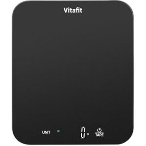 Vitafit 15kg Bilancia da Cucina Digitale, Elevata Precisione Assicurato Dalla Pesatura Professionale DAL 2001, Bilancia Alimentare di 1g/0,1oz per Cuocere e Cucinare, Display LED, 3*AAA, Nero