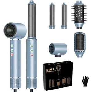 OKWRAP Air Styler 5 in 1 set Hair styler per capelli con asciugacapelli da 110000 giri/min, 320 million Hair Dryer Brush, Thermal Brush, ferro arricciacapelli, spazzola Sono Asciutti, Ricci e Lisci