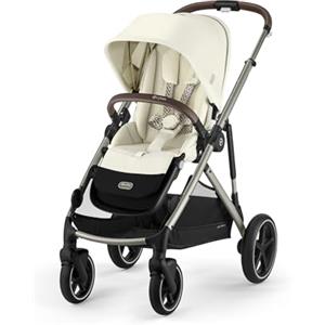 CYBEX Passeggino Gold GAZELLE S, dalla nascita a circa 4 anni, max. 22 kg (modalità singola) / 2x 22 kg (modalità duo), sistema all-in-1 con 20+ configurazioni, Seashell Beige