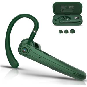 Atheewon Auricolare Bluetooth Singolo con CVC8.0 e ENC Doppio Microfono V5.4 Auricolari Bluetooth con 25 Ore Di conversazione, 180 Ore di Standby, Cuffie con Gancio Girevole per Guida/Lavoro/Ufficio, Verde