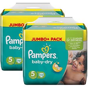 Pampers Pannolini Baby Dry Taglia 5 junior 11 - 25 kg Jumbo Plus Pack (2 x 72)