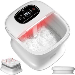 ALLJOY Pediluvio Massaggiatore Piedi, Massaggio Piedi con Rullo Massaggiatore Automatico, Termica Foot Spa per Alleviare Il Dolore, 24 Temperatura, Pietra Pomice, 6 Timer, Luce Rossa Regali di Natale