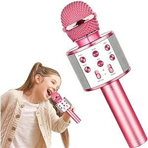 GeschenPark Microfono Karaoke Bluetooth Senza Fili per Android/iPhone/iPad/Sony/PC - Giocattoli Giochi Bambina 4-12 Anni Regali di Natale Bambino