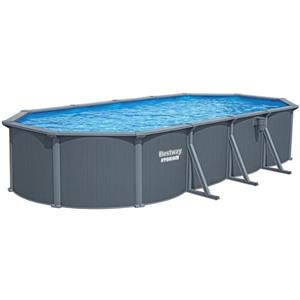 Bestway Piscina Hydrium Ovale Effetto Legno 7.32x3.66x1.32m - Capacità 27,090L, Pareti in Acciaio Galvanizzato