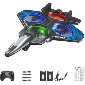 harayaa Aereo telecomandato Hobby Elicottero Jet da Combattimento con Luce per Bambini e Adulti 8-16, Batteria Blu Due