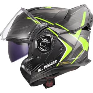LS2, Casco Moto Modulare ADVANT X CARBON FUTURE II Gloss H-V Yellow, XS