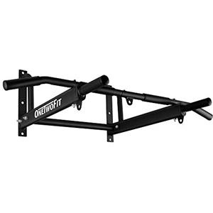 ONETWOFIT Barra Trazioni per Parete, Sbarra per Trazioni a Muro Multifunzione, Multi-Grip Pull Up Bar per Addominali Workout, Chin Up Bar per TRX e Sacco da Boxe, Max 200KG (BLACK-2)