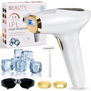 NIKYJM Epilatore Luce Pulsata IPL con Raffreddamento, 600-1200nm Lunghezza D'onda, 3 in 1 HR/SC/RA, 9 Livelli di Energia, Epilatore a luce pulsata IPL per Donne, Uomo, Ascelle, Gambe, Corpo