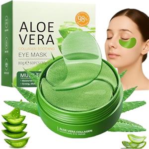 Probuk 60 Pezzi Patch Occhi con Aloe Vera e Collagene, Maschere Idratanti Anti-Occhiaie e Anti-Borse, Riduce Rughe e Linee Sottili, Cura Contorno Occhi per Uomo e Donna
