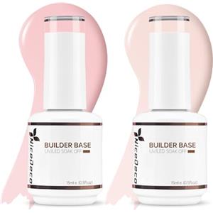Nicedeco 8 in 1 Builder Gel 2Pcs Gel Ricostruzione Unghie Builder Base Smalto Semipermanente Unghie Primer Nude Set 8, 2x15ML