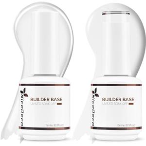 Nicedeco 8 in 1 Builder Gel 2Pcs Gel Ricostruzione Unghie Builder Base Smalto Semipermanente Unghie Primer Nude Set 6, 2x15ML