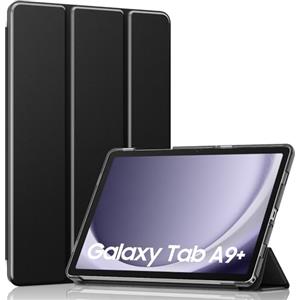 MoKo Custodia per Galaxy Tab A9+ Plus 11 Pollici 2023, Cover Protettiva Sottile con Supporto e Retro Rigido Traslucido in PC per Tab A9 Plus SM-X210/X216/X218, Auto Sveglia/Sonno, Nero