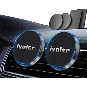 iVoler 2 supporti per cellulare universale per auto, per aerazione magnetica, supporto magnetico per telefono cellulare, per diversi modelli di telefono (nero)