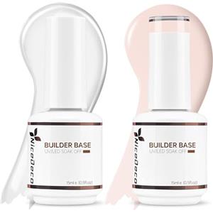 Nicedeco 8 in 1 Builder Base Gel Unghie Set Gel Unghie Ricostruzione Kit Senza HEMA Smalto Semipermanente Nude Set 7, 2x15ML