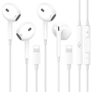 Ohuhu 2 Pezzi Cuffie iphone con Filo, [Certificate MFI] In-Ear Auricolari iphone Hi-Fi Stereo Auricolari con Microfono e Controllo del Volume Compatibili con iPhone 14/14 Pro/13/12/11/XR/XS/X/8/7/SE