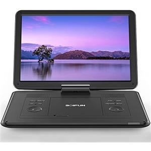 BOIFUN Lettore DVD Portatile da 17,5" con Schermo HD da 16", Batteria Ricaricabile da 6 Ore, Supporto USB/SD Card/Sync TV e Diversi Formati di Disco, Altoparlante Ad Alto Volume, Nero