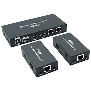 PWAY PW-HTS0102IR(POC) 1X2 Splitter HDMI Extender Over Cat6 Ethernet Cavo con Senza Ritardo Telecomando a 60m/196ft 1080P IR Controllo(20-60Hz) （1 in 2 out）