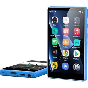 SWOFY 80GB Lettore MP3 Spotify, SWOFY Lettore MP3 con Bluetooth e WiFi, 4 Pollici Touchscreen Lettore MP4 Android con Amazon Music, Audible, Deezer, Lettore Musicale Bambini, Espandibile fino a 512GB (Blu)