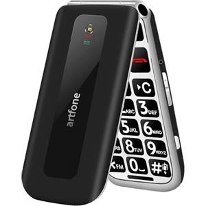 artfone F20 Nero - Telefono Cellulare per Anziani丨GSM Flip Telefoni Cellulari con Tasti Grandi丨2.4" Display丨Funzione SOS丨Volume Alto丨Doppia SIM丨Batteria da 1300 mAh丨Funzione di orario丨Torcia丨Radio