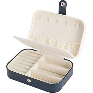 Lrikas Scatole Portagioie Gioielli da Viaggio da Donna Organizzatore da Ragazza Custodia Piccola da Gioielleria per Anelli Orecchini Collane Bracciali, 16,5 x 11,5 x 5,5 cm (Blu Scuro)