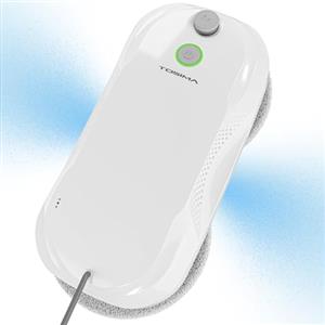 Tosima W5 Robot Lavavetri Finestre, Robot Pulisci Vetri con Doppio Spray e Aspirazione 2600-3200Pa, Lavavetri Automatico Sicurezza Tripla per Superfici Lisce Interni/Esterni (Telecomando + 8 Panni)