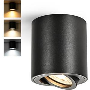 Gleonlux Faretto da Soffitto LED Orientabile Nero, Dimmerabile 5W GU10 3000K Caldo/4000K Neutro/6000K Freddo, Moderno Alluminio Interno Ø80x84mm