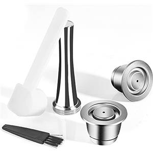 RECAFIMIL 2 Capsule riutilizzabili Nespresso, 1 manomissione in acciaio inox ricaricabili cialde di caffè compatibili per macchina Nespresso