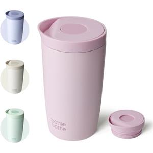BOTTLE BOTTLE Tazza termica da viaggio da 350 ml in acciaio inox con coperchio a pressione, mantiene al fresco e al caldo per 8 ore (rosa)