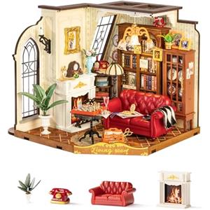 Rolife Miniature Casa Il salotto di Catherine, 284 pezzi Kit Casa in Miniatura DIY, Modellismo da Costruire Adulti Casa delle Bambole in Legno Puzzle 3D per Adolescenti Nessun collante necessario