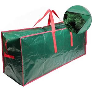 Treer Custodia Porta Albero di Natale, Custodia Albero di Natale 240cm, Sacca per Albero di Natale in Tessuto PE Impermeabile, Borsa Porta Albero di Natale con Cerniera e Manici (Verde,122x38x50cm)