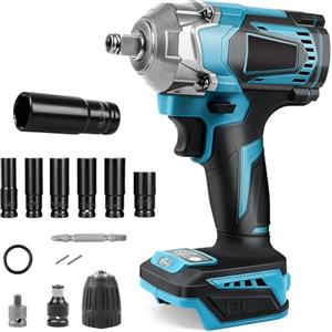LMYDIDO Avvitatore a Percussione Makita 700 Nm, Compatibile con Batteria al Litio 18V, Senza Spazzola con 6 Bussole e Luce LED (Senza Batteria)