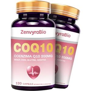 ZenvyraBio Coenzima Q10 200mg - 120 Capsule Softgel | Ubiquinone Puro Fermentato Naturalmente ad Alta Biodisponibilità | Integratore Antiossidante ad Alto Assorbimento, Senza OGM, Glutine e Additivi