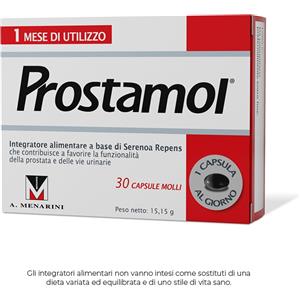 Menarini Prostamol - Integratore Alimentare con Serenoa Repens per la Prostata e Vie Urinarie - 30 Capsule Molli