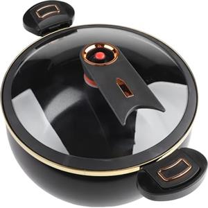 NiuLumea Pentola multifunzione in ghisa con rivestimento in ceramica antiaderente, mini pentola a pressione da 8 litri con coperchio e maniglia scorrevole, per fornelli a gas e induzione, nero