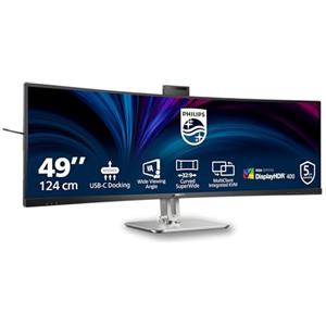 Philips Monitors 49B2U5900CH - curvo QHD da 49 pollici, 75 Hz, VA, 4 ms, HDR400, KVM, webcam, altezza regolabile, docking USB-C, altoparlante (5120 x 1440, HDMI 2.0 / DP 2.1/ USB-C 1)