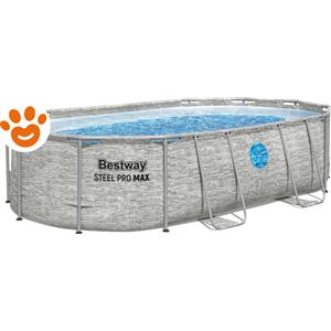 Bestway Piscina Ovale Power Steel Swim Vista 488x305x107 cm con Pompa a Sabbia e Scaletta