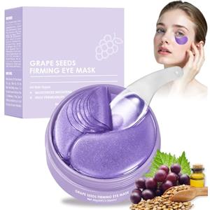 Probuk 60 Pezzi Patch Occhi con semi d'uva e Collagene, Maschere Idratanti Anti-Occhiaie e Anti-Borse, Riduce Rughe e Linee Sottili, Cura Contorno Occhi per Uomo e Donna