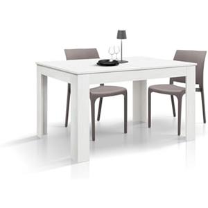 KONTE.DESIGN Tavolo LIPARI in legno finitura bianco frassinato e base bianca, allungabile 120×80 cm - 170×80 cm
