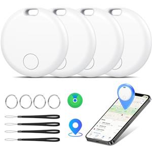 aowoka Air Tracker Tags 4 Pezzi, Funziona con Apple Dov'è (Solo iOS), Localizzatore Bluetooth Trova Oggetti 365 Giorni, Batteria Sostituibile, Impermeabile IP67, Chiavi/Portafoglio/Bagagli/Valigie, Bianco