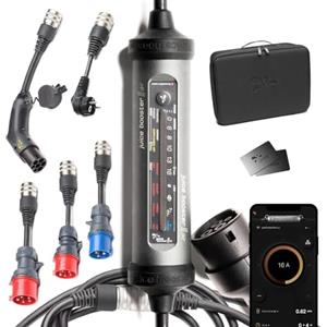 smart Juice Juice Booster 3 Air Traveller Plus Set, Mobile Wallbox 11kW con App, Caricabatterie Auto Elettrica con Cavo Ricarica Auto Elettrica Tipo 2, Include 3 Adattatori CEE 32/16 + EU Schuko + Tipo 2
