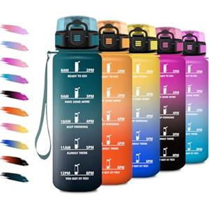 KollyKolla Borraccia Bambina 500ml, Borraccia Motivazionale con Filtro, a Prova di Perdite, Bottiglia Acqua Sportiva con Indicatore del Tempo, per Bambini, Campeggio, Corsa, Viaggio, Scuola, Yoga