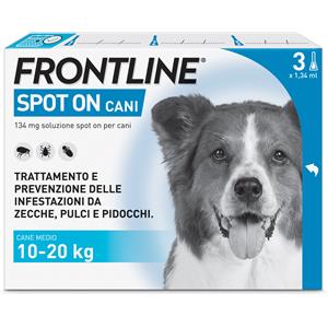 FRONTLINE Spot On - Antiparassitario per Cani Medi (10-20 Kg) in Confezione da 3 Pipette, Protegge da Pulci, Zecche e Pidocchi